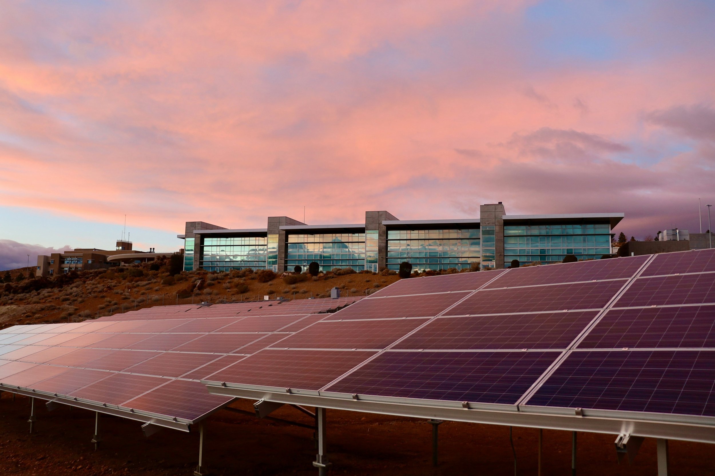 Solar panels on a commercial building.