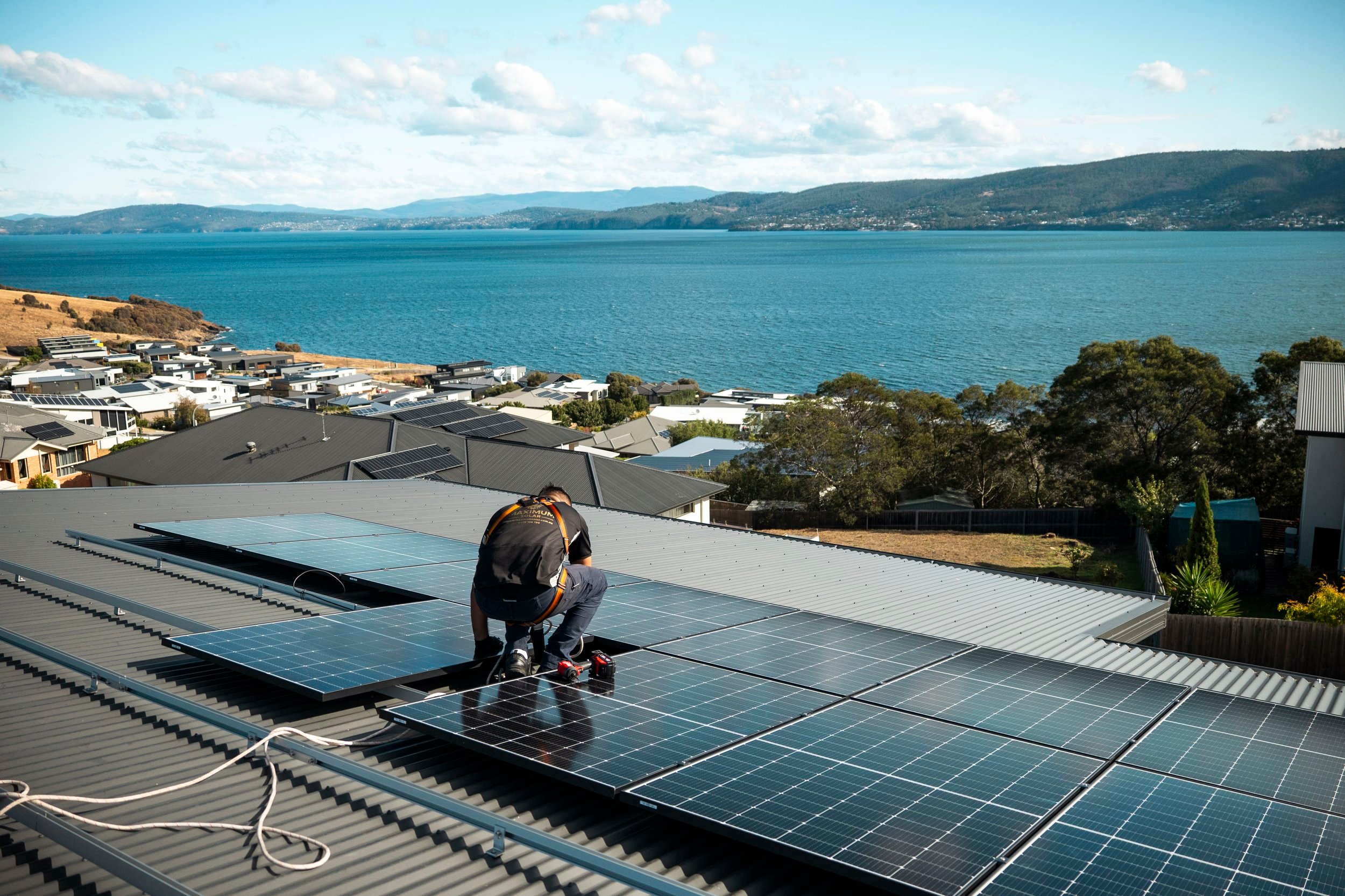 A house with solar panels on the roof.